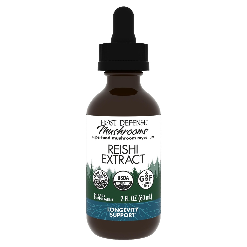 Host Defense Reishi Extract - Heart & Immune Health Support Supplement - Mushroom Supplement to Support Energy & Vitality - Reishi Supplement to Aid General Well-Being - 2 fl oz (60 hizmet)*