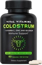 Βιταμίνες Βιταμίνες Συμπλήρωμα Colostrum - Βιταμίνη C, Ψευδάργυρος, & Σελήνιο - από το Πρώτο Άρμεγμα - Τυποποιημένη για να περιέχει 10% IgG Ανοσοσφαιρίνες - Grass-Fed Αμερικανικές Αγελάδες - 60 κάψουλες