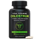 Vitals Vitamin Colostrum Supplement - C, çinko, & Selenyum - İlk Sütten - 10 IgG Immunoglobulins - Grass-Fed American Cows - 60 Capsules