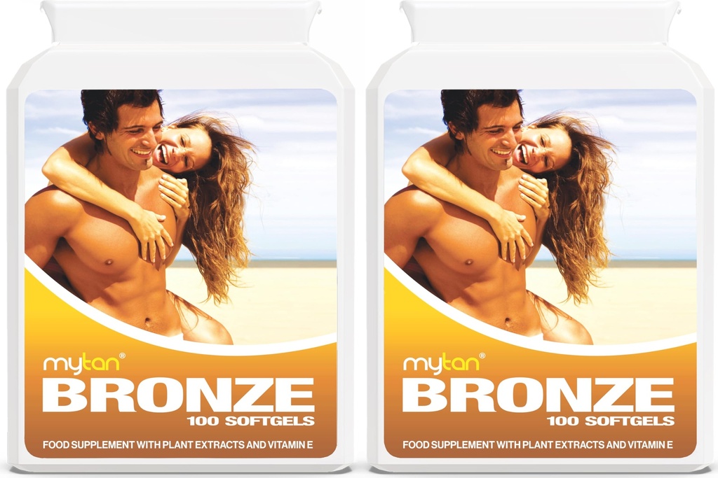 Bronz Tanning Pills Twin Pack | Sun Tan Supplement | Astaxanthin Lutein Lycopene | 14-Week