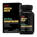 GNC Mega Erkekler 50 Plus Multivitamin Caplets, Klinik olarak Proven, Heart & Prostate Health, B Vitamins, Saw Palmetto, Memory, Vitamin D-3, 60 sayı