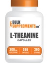 BulkSupplements.com L-Theanine Capsules - L-Theanine 200 mg, Amino Asit Supplement - Gluten Free, 1 Capsule per Service, 365 Kont