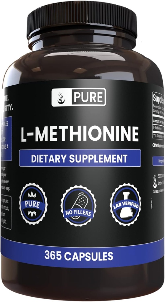 PURE ORIGINAL INGREDIENTS L-Methionine (365 Capsules) Hiçbir Magnezyum Or Rice Fillers, Her Zaman Saf, Lab