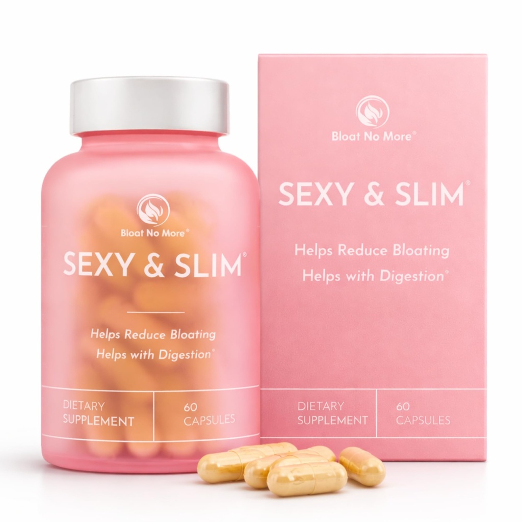 Bloat No More Digestive Enzymes - Sexy and Slim Bloating Relief for Women, Helps Debloating and Gas Relief & Promotes Digestion with Fenugreek & Dandelion - 60 Count