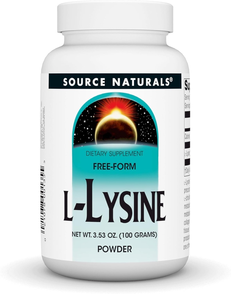 Source Naturals L-Lysine Free Form Toz -Amino Acid Supplement Supports Energy Formation & Collagen* - 100 Grams