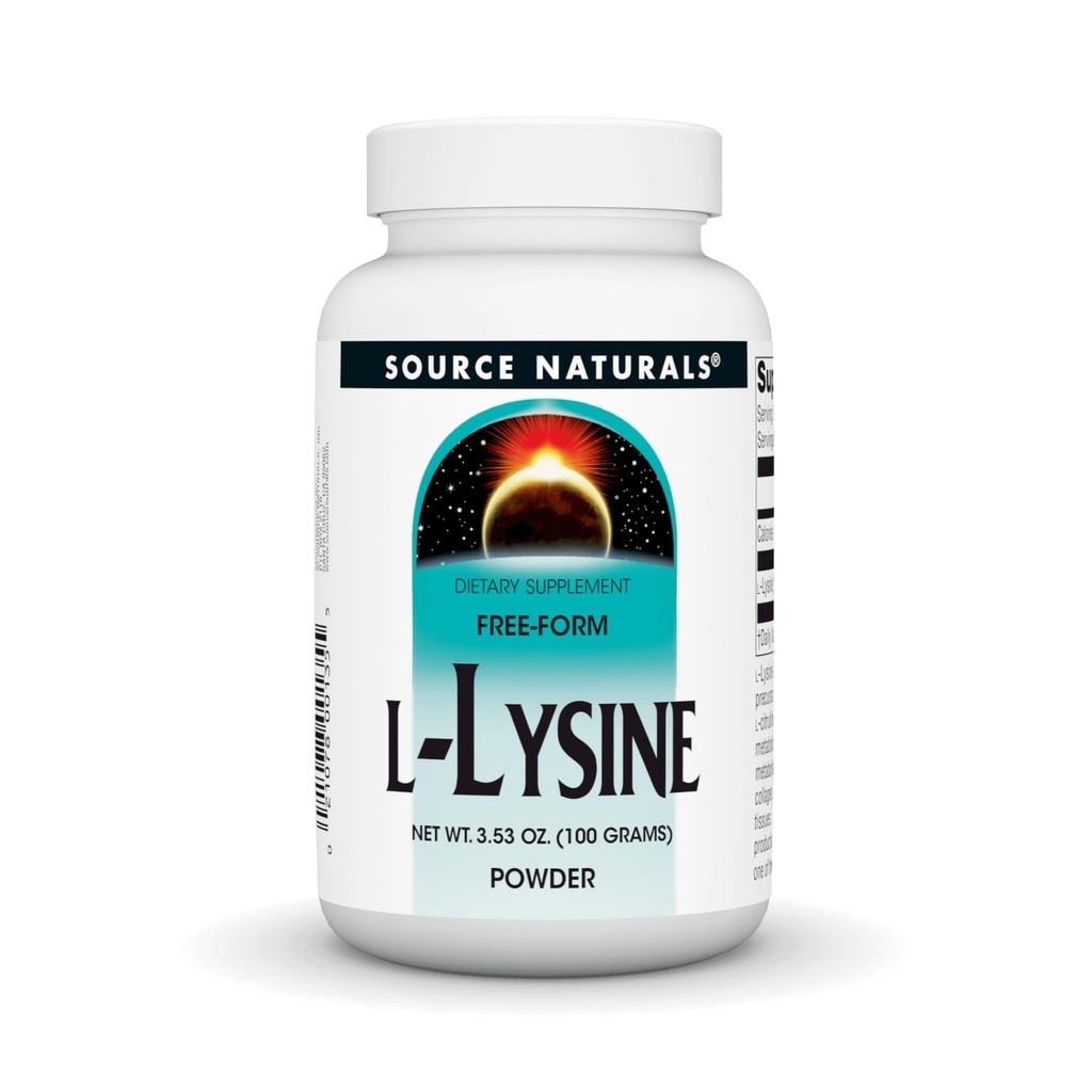 Source Naturals L-Lysine Free Form Toz -Amino Acid Supplement Supports Energy Formation & Collagen* - 100 Grams