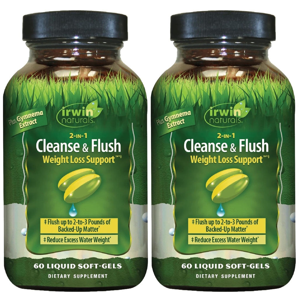 Irwin Naturals 2-in-1 Cleanse & Flush – 60 Liquid Soft-Gels - 2 Pack