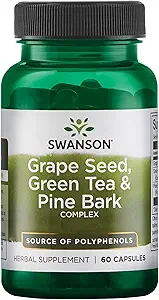 Swanson Grape Tohum Yeşil Çay ve Pine Bark Kompleksi Sağlık Antioksi Desteği Polifenolleri O, Herbal Supplement 60 Capsules (Caps)'ı Değiştirdi