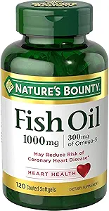 Nature's Bounty Fish Oil 1000 mg, Odorless, 120 kaplama Softgels (Pack of 3)