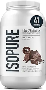 Isopure Low Carb 100% Pure Whey Isolate protein Toz, Lactose Free, Gluten Free, With Vitamins, Dutch Chocolate, 25g Protein Per Hizmeti, 3.07 Lbs, 41 Hizmet (Pazarlama May Vary)