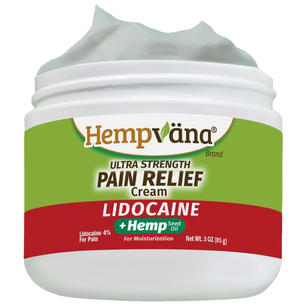 Hempvana Cream, Ultra Strength Lidocaine Relief of Sore Muscles, AS SEEN ON TV, Achy Knees, and More. Odor-Free & Enriched with Hemp Seed Oil
