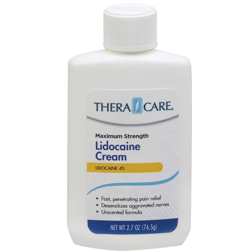 Thera|Care Maximum Strength OTC Lidocaine Cream | Numbs Away Pain | Long-Lasting Relief | Non-Greasy | 2.7 Oz