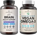 AMANDEAN Brain & Vegan Omega-3 Bundle: Μαγνήσιο Θρεωνικό, USA-Grown Lion’s Mane 6:1, Alpha-GPC & Algae DHA/EPA. Φυτικά Βασισμένα Βασικά λίπη για τον εγκέφαλο, το μάτι, την καρδιά και την υγεία του δέρματος. Fish Oil Εναλλακτική.