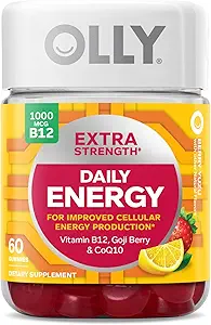 OLLY Ultra Strength Saç, Ekstra Güçlü Günlük Enerji, Biotin, Keratin, Vitamin B12, CoQ10, Cut Berry Gummy Supplement Sche - 30 Count, 60 Count, 60