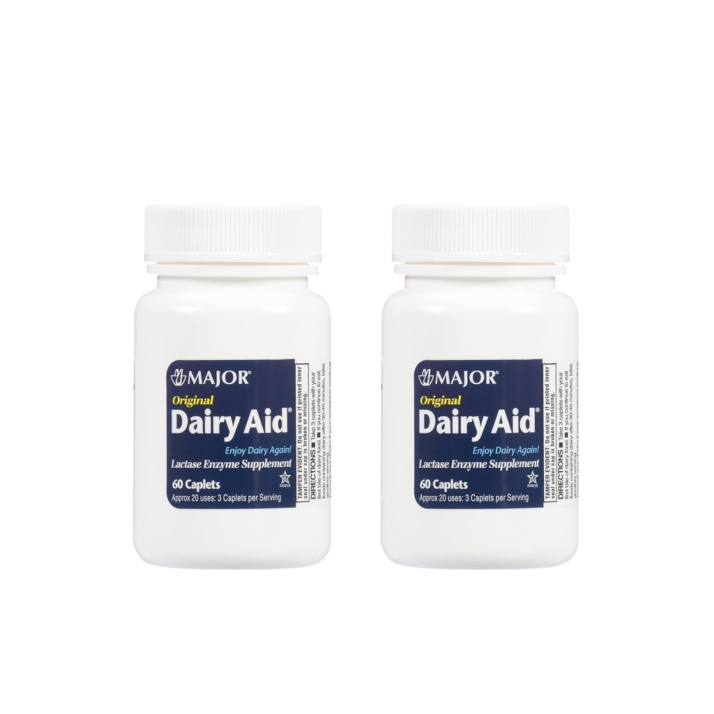 Dairy Aid Lactase Enzyme Caplets Generic for Lactaid Original 120 Ea.