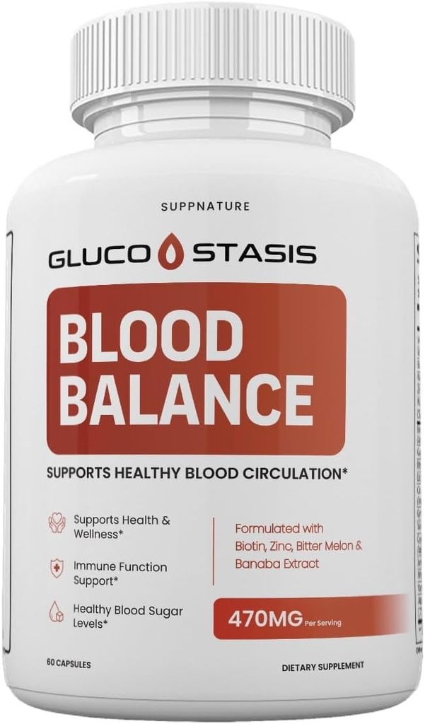 Gluco Stasis Capsules - Official Gluco Stasis Pills Advanced Formula Blood Support Supplement*, 60 Capsules