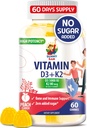 Sugar-Free Vitamin D3 K2 Gummies 5000 IU - Immune & Bone Support Gummies - Yetişkinler için D Gummy Supplement - High-Abxia, Vegan, Halal, Gluten-Free Chewables