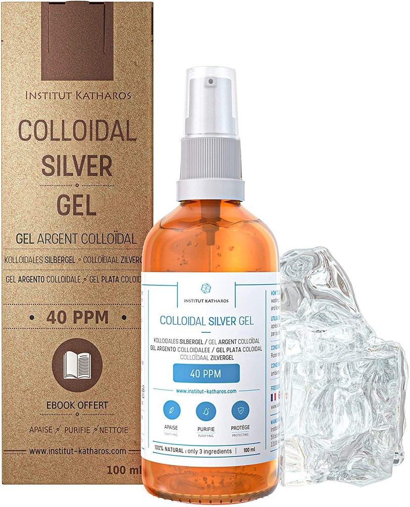 Pure Collidal Silver Gel 40 PPM • 100% Φυσικό και μόνο 3 Συστατικά • Βέλτιστη Υφή και Απορρόφηση (Better Than Creams) • Amber Glass και Ultra-Πρακτική Αντλία • Ebook Περιλαμβάνεται • Institut Katharos