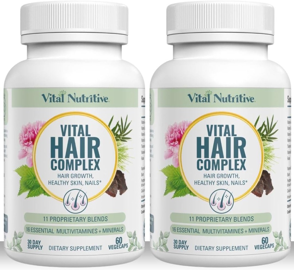 Vital Saç Kompleksi - Kadın ve Erkekler için Büyüme Vitaminleri -Biotin & Vitamin B - Sağlıklı Saç Skin & Nails için Büyüme Tamamı -Hormone & Gluten Free -Hair Vitaminleri Kadınlar için