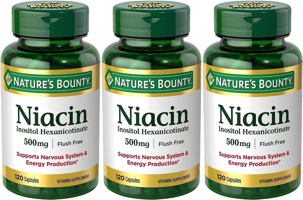 3 Nature's Bounty Niacin Flush Ücretsiz 500 mg, Maven Hediyeleri tarafından 120 Capsules