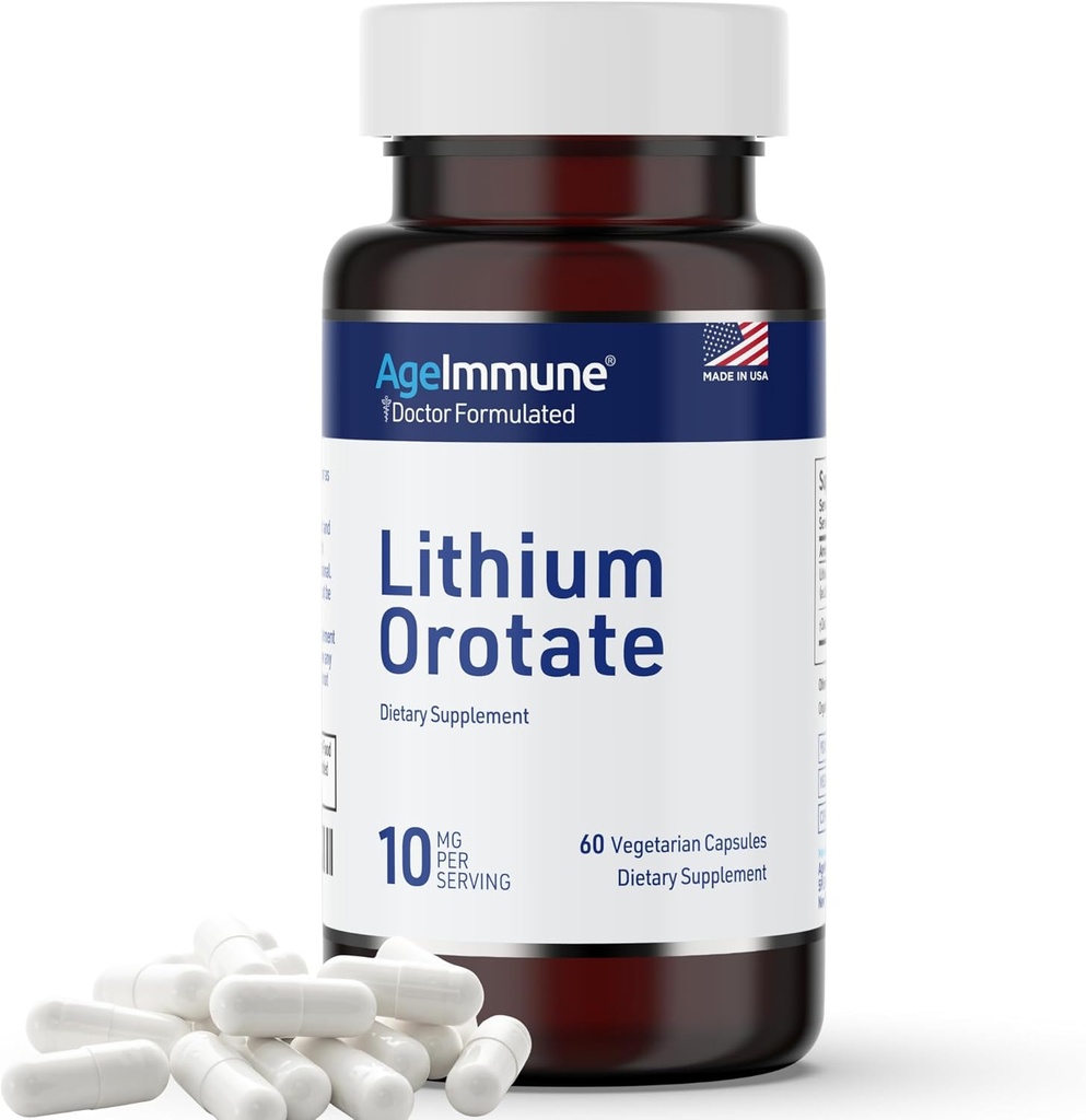 Lityum Orotate Supplement 10 mg, 60 Vegetarian Capsules. Memory ve Duygusal Wellness'ı destekler. Magnezyum Stearate Free Supplements. (1)