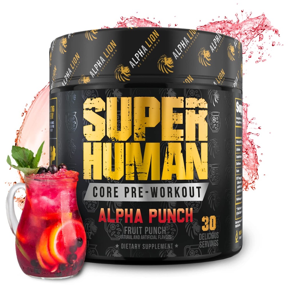 ALPHA LION Core Pre Workout Powder with Creatine for Performance, Beta Alanine for Muscle, L-Citrulline for Pump & Tri-Source Caffeine for Contest Energy (30 Servings, Fruit Punch Flavor)