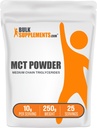 BulkSupplements.com MCT Σκόνη - Τριγλυκερίδια μεσαίας αλυσίδας, από MCT Λάδι καρύδας, MCT Oil Powder - MCT συμπλήρωμα για την ενέργεια - Χωρίς γλουτένη, 10g ανά Σερβίρισμα, 250g (8,8 oz) (πακέτο του 1)