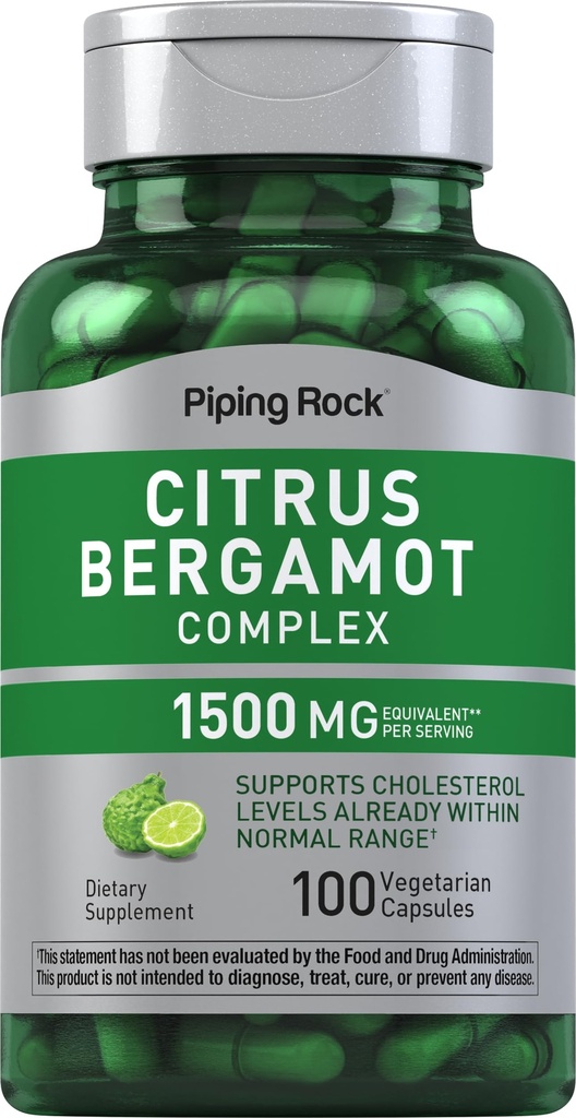 Piping Rock Citrus Bergamot Supplement | 100 Extract Capsules | Vegetarian Complex | Non-GMO, Gluten Free