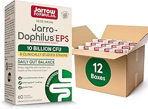 Jarrow Formulas Jarro-Dophilus EPS Probiotics 10 Δισεκατομμύρια CFU, Συμπλήρωμα διατροφής για ενδοεντερική Φυλλαδική Υποστήριξη, Συμπληρώματα Υγείας των Ούλων για γυναίκες και άνδρες, 60 κάψουλες Veggie, 30 ημέρες προσφοράς (πακέτο των 12)