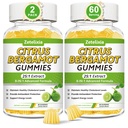 2 Pack Citrus Bergamot Gummies, Citrus Bergamot Supplement for High Cholesterol, Cholesterol Lowering Supplement for Heart, Immune System & Healthy Aging Support, Sugar Free, Lemon Flavor, 120 Cts