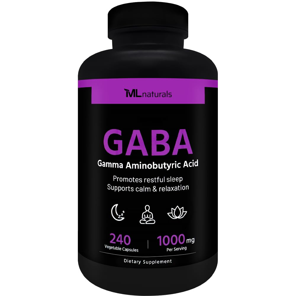 ML Naturals GABA (Gamma-Aminobutyric Acid) 1,000 mg Per Serving 240 Vegetable Capsules