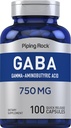 Piping Rock GABA Supplements | 750 mg | 100 Capsules | Gamma-Aminobutyric Acid | Non-GMO and Gluten Free