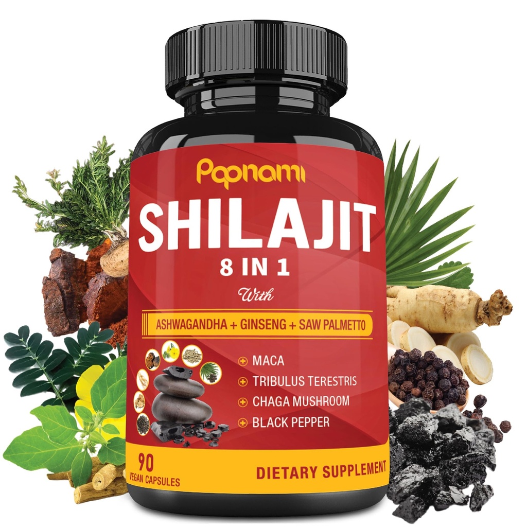 Shilajit Himalaya Capsules - 3 Ay Supply - Komed Ashwagandha, BTC, Saw Palmetto, Maca, Tribulus, Chaga, Black Pepper