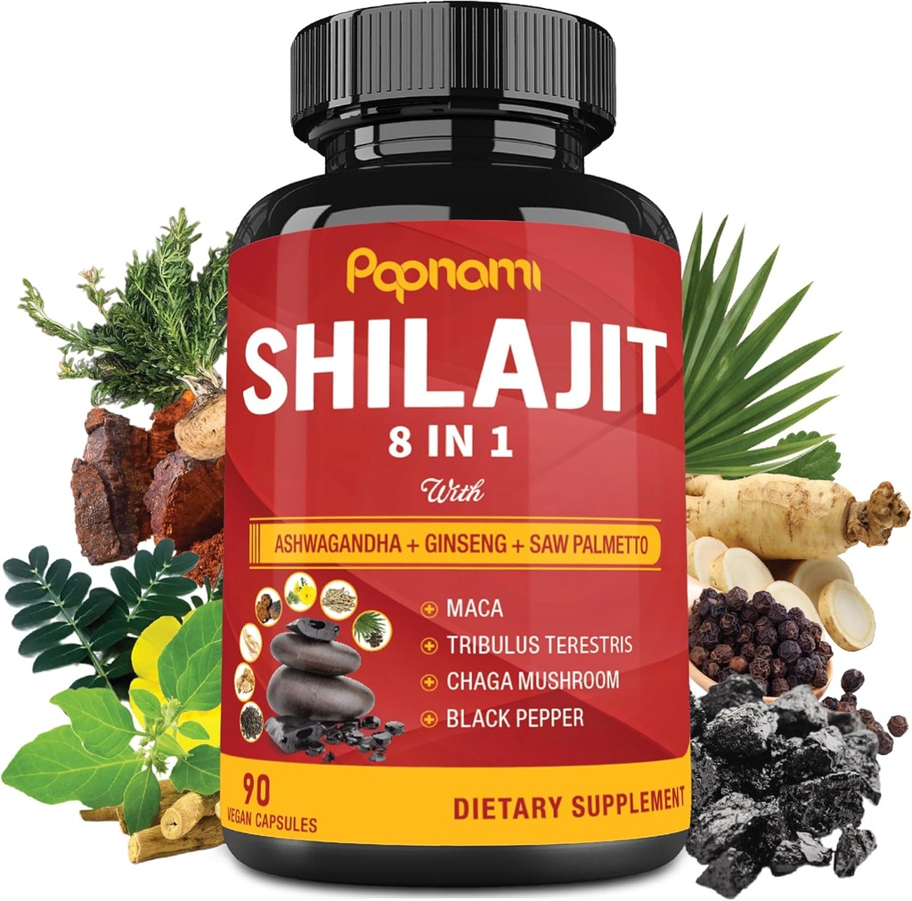 Shilajit Himalaya Capsules - 3 Ay Supply - Komed Ashwagandha, BTC, Saw Palmetto, Maca, Tribulus, Chaga, Black Pepper