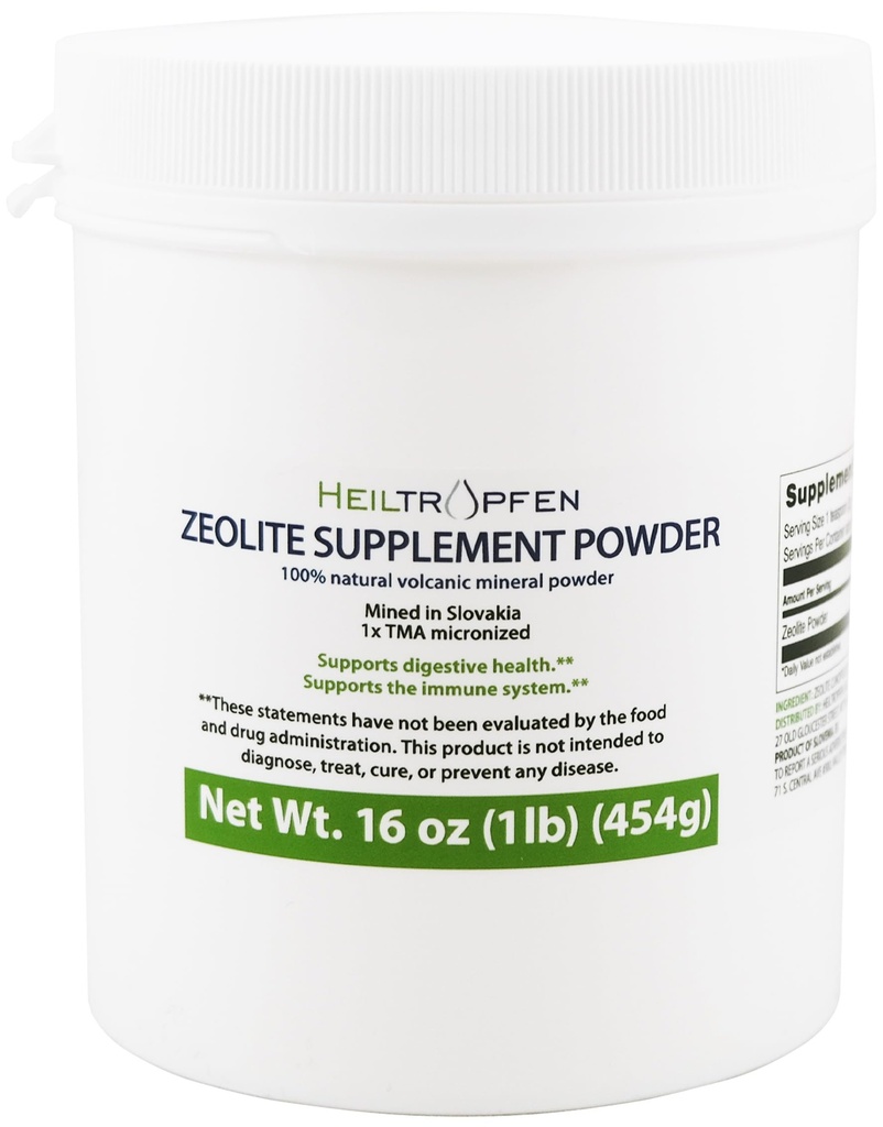 Heiltropfen Zeolite Toz | Diyetsel Tamam 1 Pound - 454 g | Detox | Clinoptile 94+-3% | Aktif | Doğal Mineral Toz | Ultra FINE Less-Than 2 μm