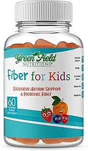 Greenfield Διατροφές: Halal Fiber Gummies για τα παιδιά από προβιοτικό διαλυτό Chicory για υποστήριξη Digestive & Gut, Immune Support, Non-GMO, Gelatin Free, Gluten Free 60 Counts, Hanal Kids Βιταμίνες