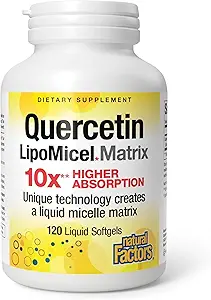 Doğal Faktörler Quercetin LipoMicel Matrix - Destekler Immune Health & Capillary Health - Antioksi Support Supplement with Highly Absorbable Quercetin - 120 Softgels (120 Hizmet)