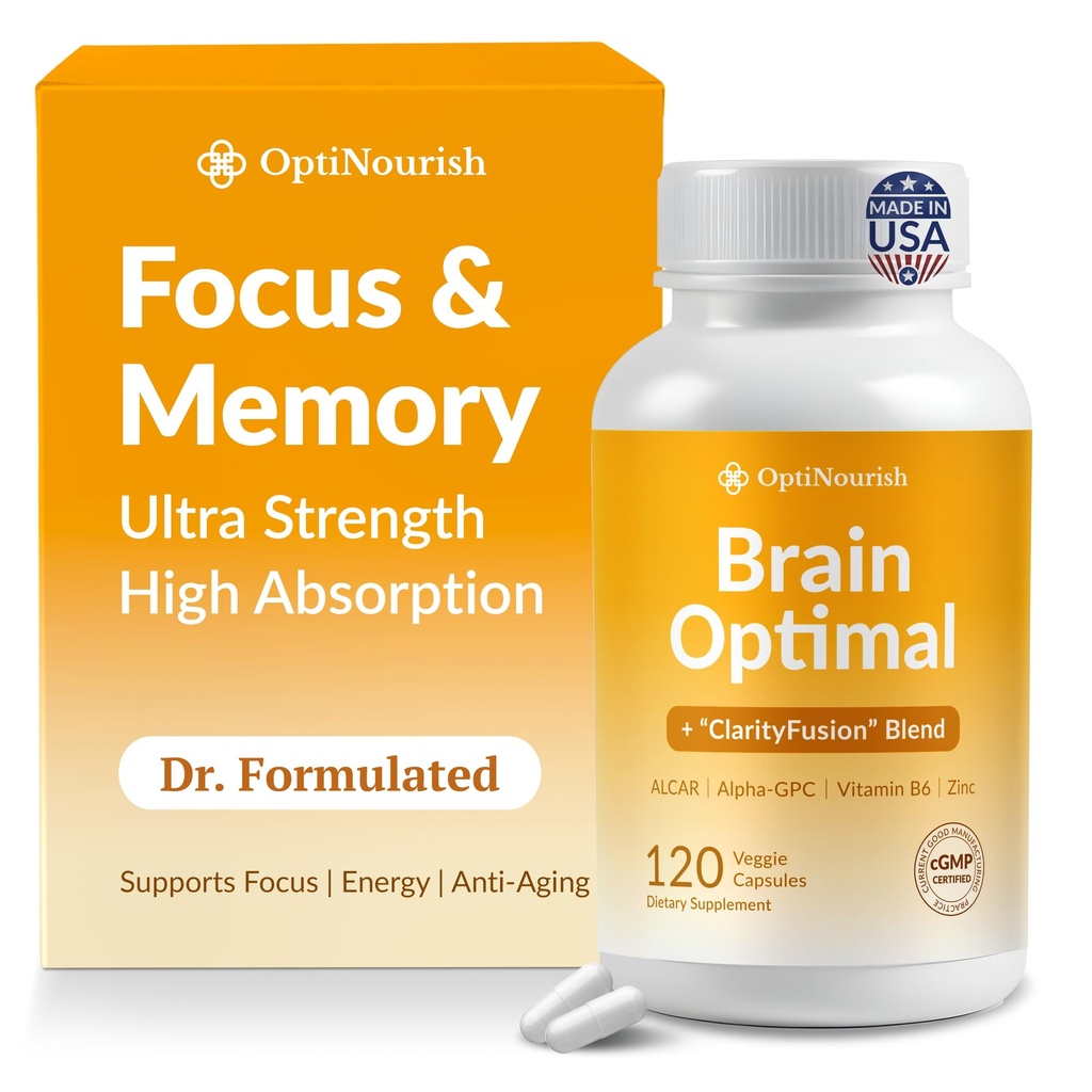 Brain Supplement for Memory and Focus, Nootropic for Adults, Fuel Brain Energy & Mental Clarity, Caffeine Free,Cognitive Support, Doctor-Formulated, Made in USA,cGMP,120 Caps