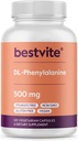 BESTVITE DL-Phenylalanine 500 mg (120 Vejetaryen Capsules) - No Stearates - No Fillers - Vegan - Gluten Free - Non GMO