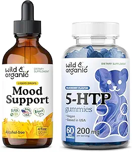 Άγρια & οργανική διάταξη στήριξης Βάμμα 4 fl oz & 5-HTP Gummies