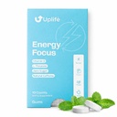 UPLIFE Energy and Focus Gum 10 Pcs – Made in USA - 40mg Nootropic Natural Caffeine + 80mg L-Theanine + Niacin Vitamin B3 & B12 – Sugar-Free, Vegan – Natural Coffee Alternative - Peppermint Flavor