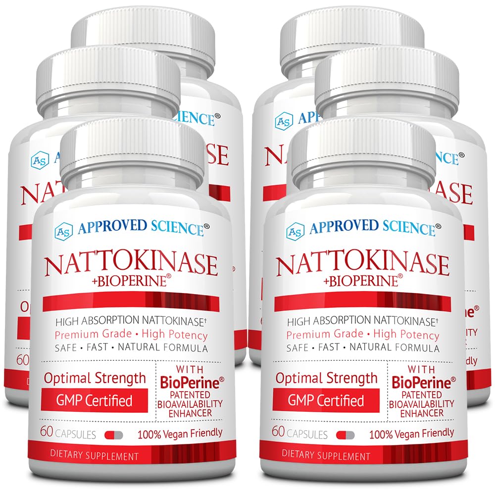 Approved Science Nattokinase - 4,000 FU - 200 mg - Free of Vitamin K2 - Contains BioPerine - One Month Supply - Vegan, Non-GMO - 360 Capsules