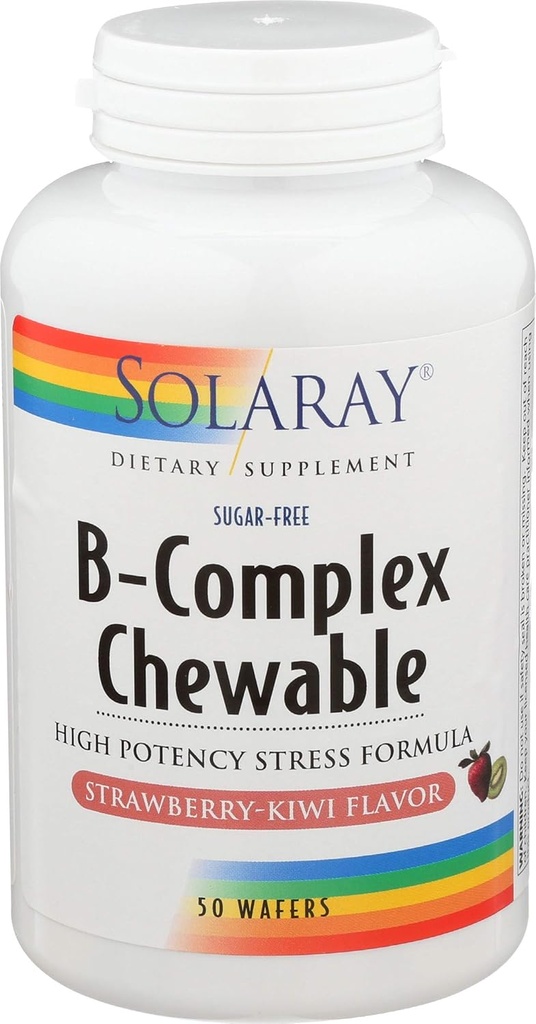 Solaray, Yüksek Potency B-Complex Chewable, Natural Strawberry Flavor, 50 Chewables