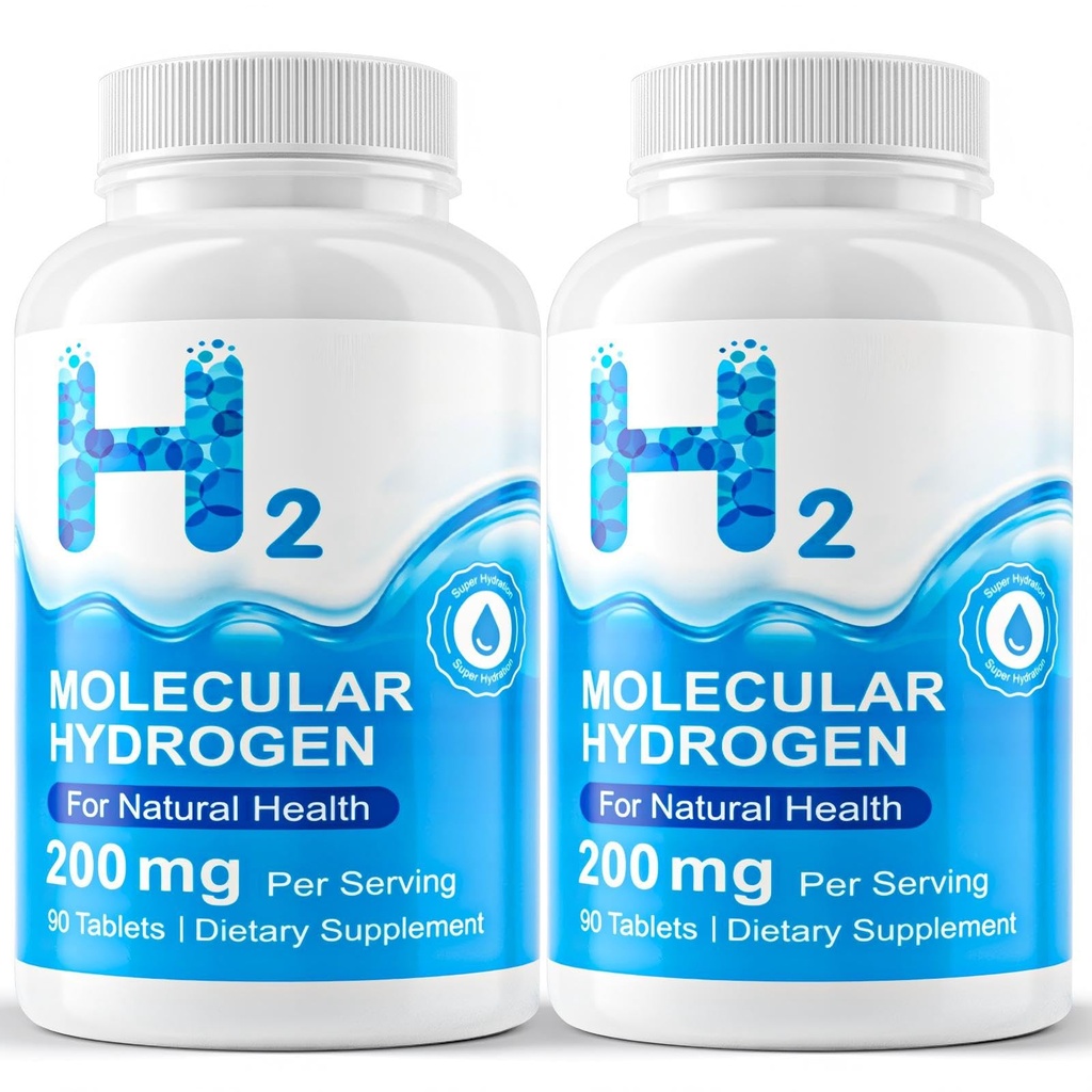 Hydrogen Water Tablets, Hydrogen Tablets-2 Pack Total 180 Count, Potent Molecular Hydrogen for Brain, Energy & Metabolism Support, Gluten Free & Non-GMO