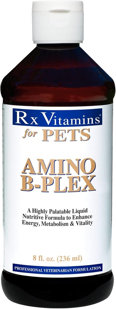 Rx Βιταμίνες για κατοικίδια Amino B-Plex για σκύλους & γάτες - Healthy Nutrients Enhance Energy Μεταβολισμός & Ζωτικότητα - Μπέικον Γεύση 8 fl. oz.