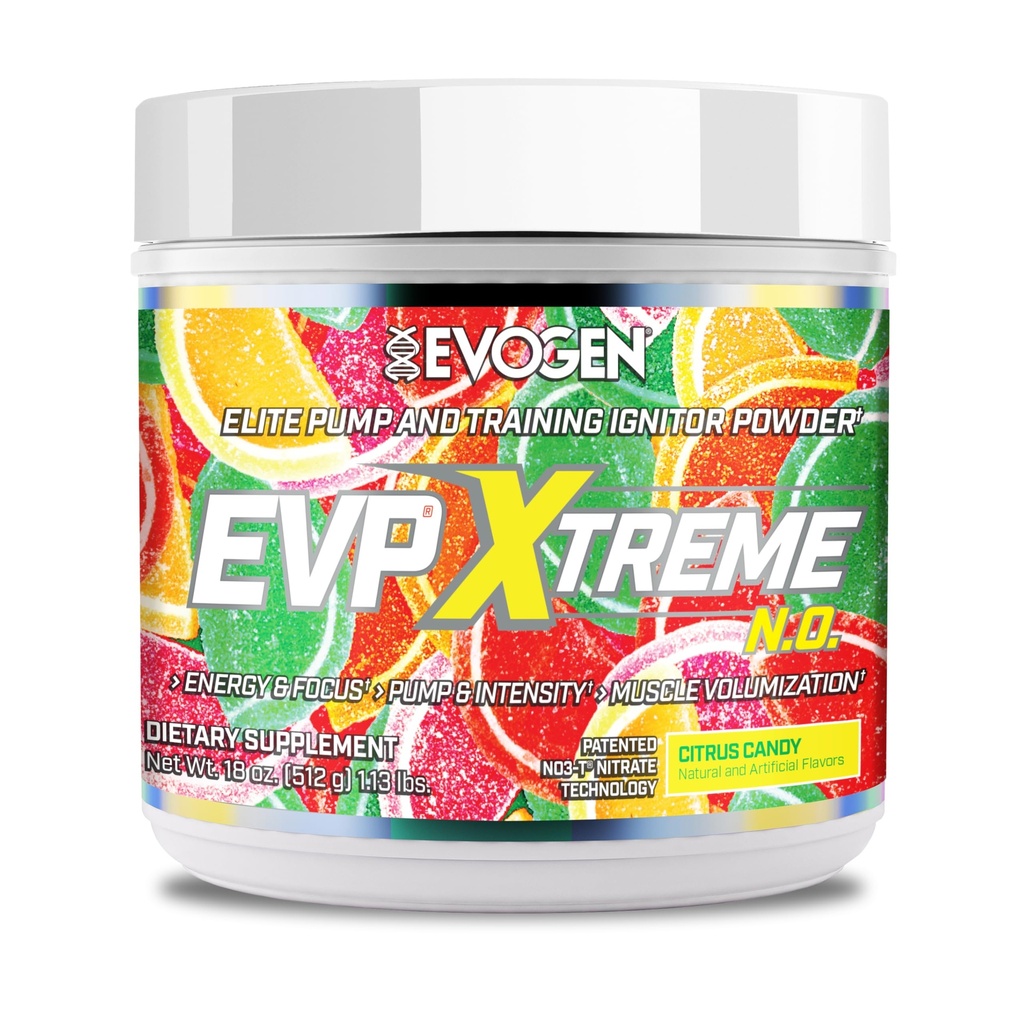 Evogen EVP Xtreme NO - Pre Workout Powder for Men & Women | Sugar Free Preworkout with Beta Alanine, Creatine, and Caffeine for Energy & Pump | Citrus Candy | 40 Servings