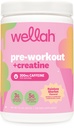 Wellah Pre-Workout + Creatine Powder (30 Servings) Rainbow Sherbert - 200mg Caffeine, 3g Creatine Monohydrate, 5g Citrulline Malate, Pre-Workout with Creatine Supplement