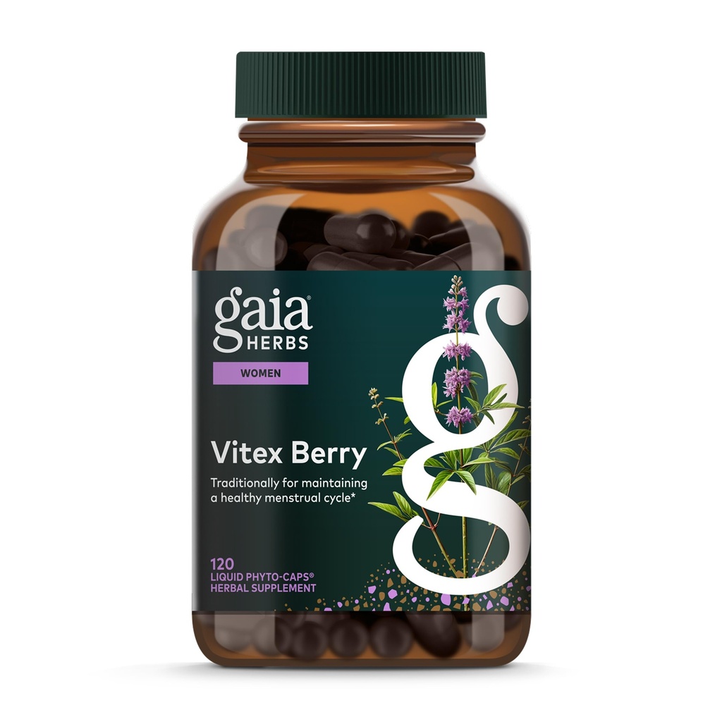 Gaia Herbs Vitex Berry - Kadınlar için Hormon Dengesi ve Fertness - Erkekler için Sağlıklı Progesterone - 120 Vegan Caps (60-Day Supply)