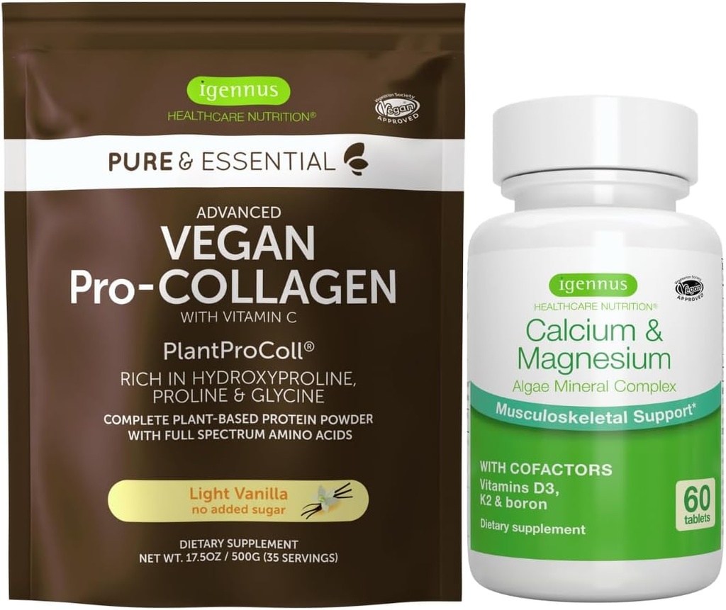 Vegan Vanilla Collagen Protein Toz + Kalsiyum & Kompleksi Grafik, Igennus tarafından Kapsamlı Kemik Desteği