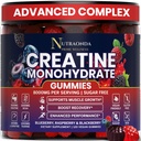 Pre-Workout Gummies – 120-Count Creatine Monohydrate Gummies for Men and Women – Pre-Workout Supplement with BCCA, L-Carnitine, Taurine for Muscle Growth, Energy, Performance – Berry Flavor